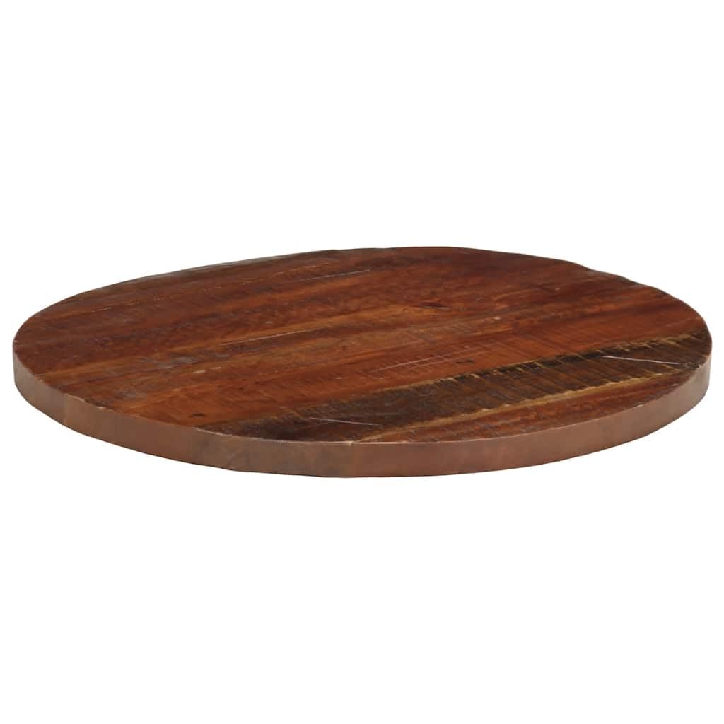 Tavolo rotondo in legno massello recuperato, diametro 70 x 3,8 cm, rustico