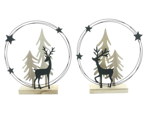 FRANK FLECHTWAREN Weihnachtsdeko Winterwald, 2er Set, Metall,...