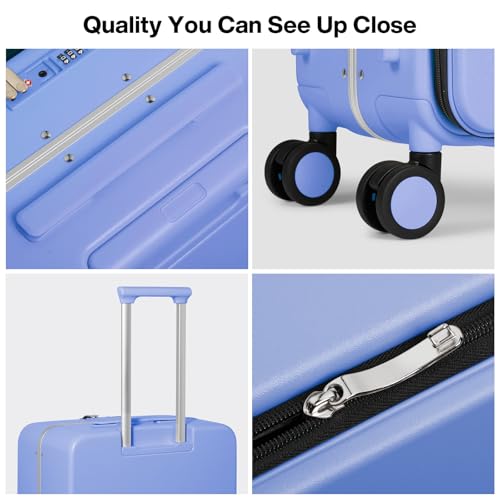Image of mixi 26 Inch Large Checked Luggage PC Hard Shell Suitcase Top Opening Aluminum Frame Travel Suitcases with Wheels, Lilac Purple
