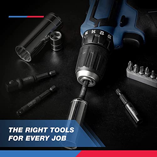 Image of Neiko 00244A Impact Socket Adapter and Magnetic Bit Holder, 2 Pack, 4-Piece Set, | 1 /4-Inch Hex Shank with 1 /4, 3 /8, 1 /2-Inch Drive | CR-V (8 Piece Total)