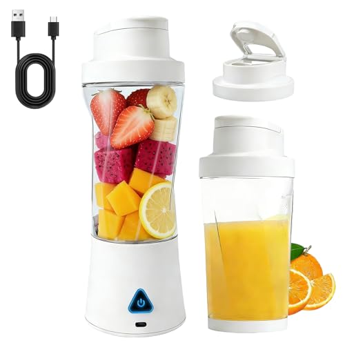 Blender Mixeur: 700 Ml Mixeur Portable électrique, Mixeurs Blender USB Rchargeable, Blenders Smoothie Avec 6 Lames Ultra-Tranchantes, Mixeurs Smoothie Pour Smoothies Milk-Shake Fruits (Blanc)