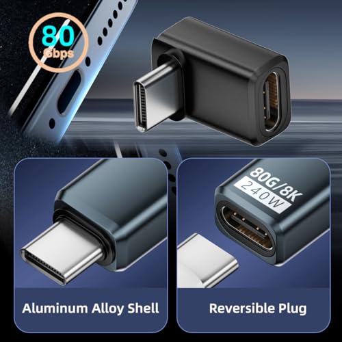 Adaptador USB 5.0 macho a hembra ángulo con 240W USB-C miniatura 4