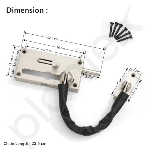 Image of Plantex Door Chain with Baby Latch /Door Chain Lock for Main Door /Latch Lock for Door /Heavy Duty Door Safety Guard Lock for Home, Hotel & Office Security - Pack of 1 (DTK-294-Satin)
