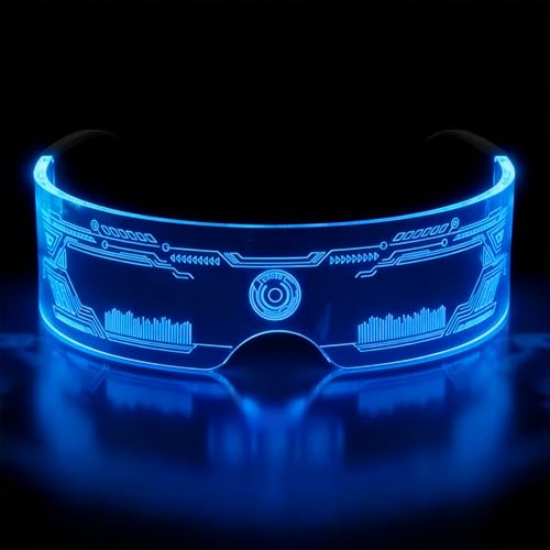 Herbst Gafas de luz LED, gafas luminosas para fiestas, mujeres y hombres, geniales gadgets cyberpunk, gafas de visera futuristas para DJ Pult Carnaval, Halloween, bar, Navidad, fiesta (C)