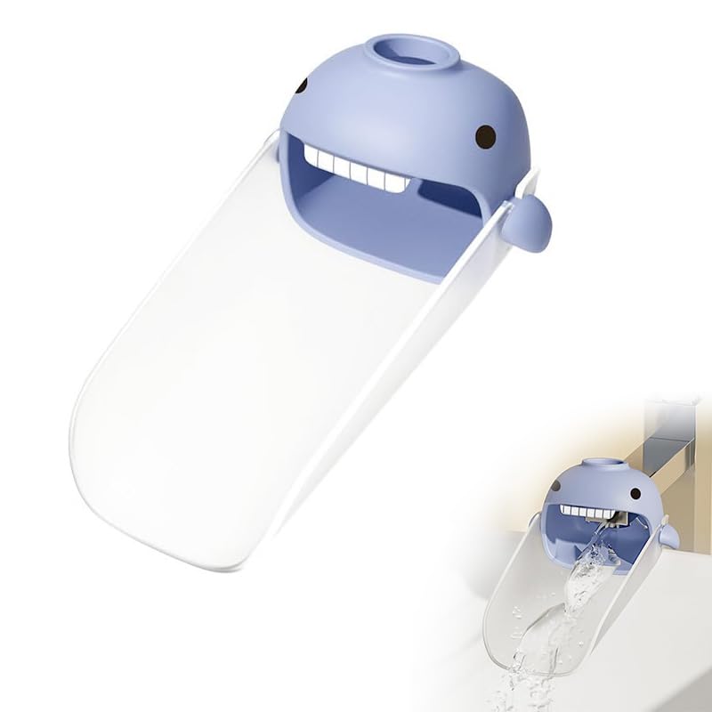 Image of Faucet Extender Children's Hand Washer, Cartoon Silicone Extension Mouth Splash-Proof Extension Switch (Blue)