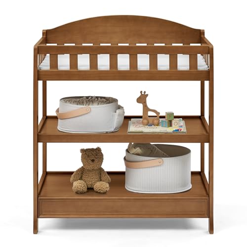 Image of Delta Children Infant Changing Table with Pad, Chestnut