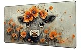 Alfombrilla Ratón XXL 800x300 mm Mouse Pad Buey Grande Alfombrilla Escritorio Color Naranja Protector Escritorio Almohadilla Raton Antideslizante Mousepad Accesorios Gaming, para Hogar Gaming D-765
