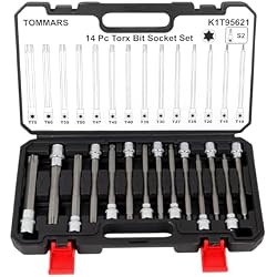 TOMMARS 14-PC Long Torx Bit Socket Set, S2 Alloy Steel Star Socket Set T10-T70