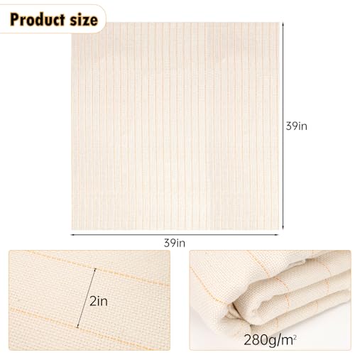 Image of 39'' x 39'' Primary Tufting Cloth with Marked Lines,Monk Cloth Fabric for Punch Needle,Large Overlocking Tufting Cloths,Burlap Tufting Cloths for DIY Rug-Punch Tufting Gun