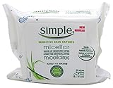 Simple Micellar Makeup Remover Wipes 25 Count(Pack of 2)