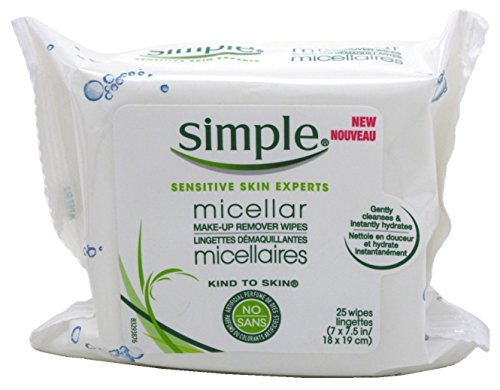 Simple Micellar Makeup Remover Wipes 25 Count(Pack of 2)