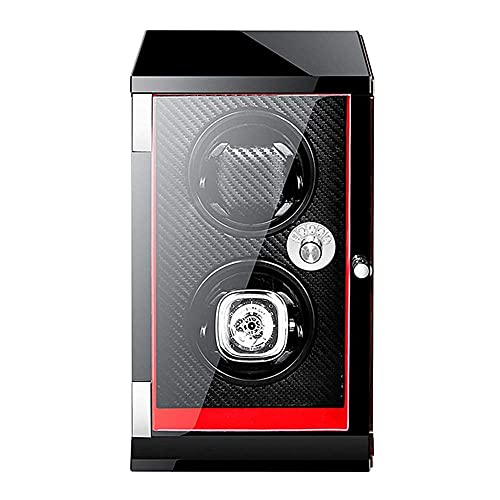 HUIBBGO Caja enrolladora de Relojes automática, Doble Torre Vertical automática con Cerradura, Motor silencioso, 5 Modos de rotación, Carcasa de Madera, Pintura de Piano