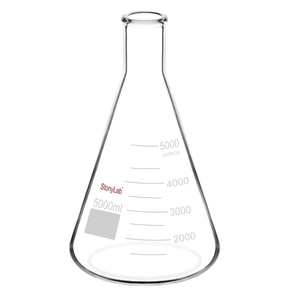 Buy stonylab 1Pack Erlenmeyer 5000ml Borosilicate Glass Flask, Thick