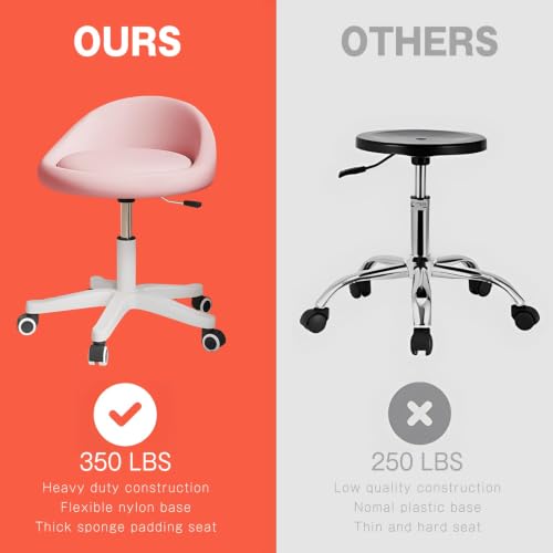 Image of Swivel Rolling Stool Drafting Chair with Wheels Pink Set of 1