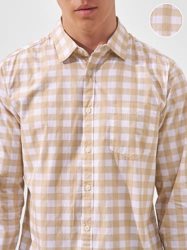 Image of Highlander Men's Slim Fit Checks Shirt | Full Sleeves | Regular Collar | Casual Shirts for Men