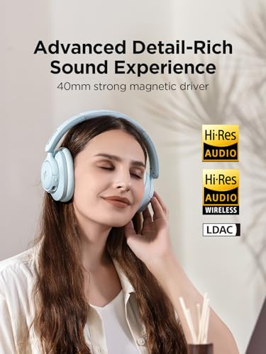 Image of 1MORE Wireless Bluetooth Noise-canceling Headphones - HQ31 SonoFlow SE Over-Ear Headphones with Hi-Res Audio, 90H Playtime, Clear Calls, Preset EQ Via App, Comfort for Home Office Travel(Blue)