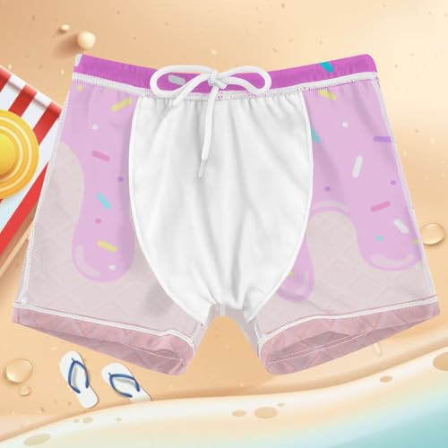 Boys Swim Trunks Quick Dry Bathing Suit Purple Pink Ice Cream Toddler Swim Shorts Boardshorts Swimwear 3-104