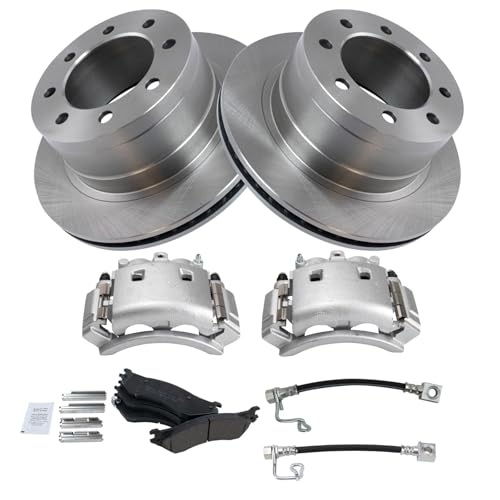 Image of TRQ Rear Brake Pad & Rotor Kit Ceramic Compatible with 2003-2008 Dodge Ram 3500
