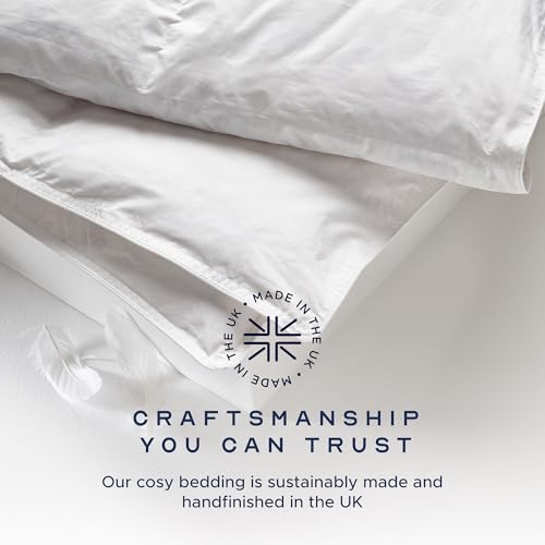 Snuggledown Duck Feather & Down King Size Duvet 10.5 Tog - Natural Fill All-Season Quilt with 85% Feather, 15% Down | 230TC Cotton Cover, Box Stitched, UK-Made, Machine Washable (225 x 220cm)