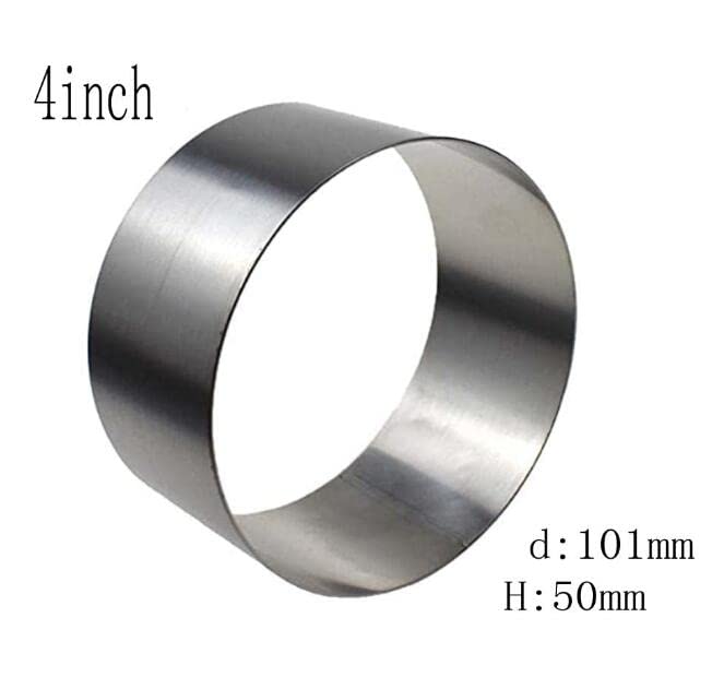 RELAND SUN Mousse Ring Mold Round Non-Stick Seamless Stainless Steel Food Molding (4 inch)