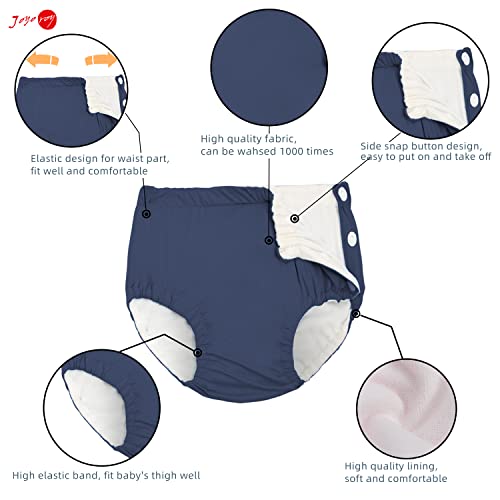 Joyo roy 2 Pcs Reusable Swim Diapers Snaps Unisex Baby Swim Diaper Size 2 Waterproof Toddler Swimming Diaper 2T Soft Washable Baby Boy and Girl Water Diapers Medium for Swimming Lesson - Thumbnail 2