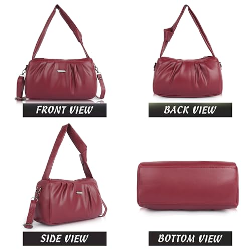 Image of Synthetic Leather Casual Top Handle Handheld Crossbody Travel Side Sling Bag For Women