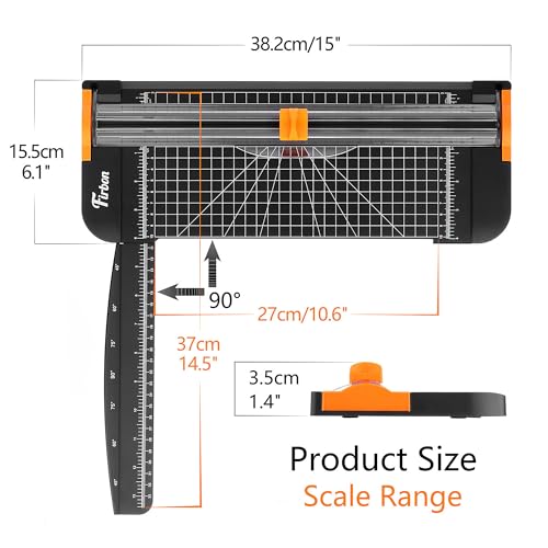 Firbon A4 Paper Cutter 12 Inch Titanium Paper Trimmer Scrapbooking Tool with Automatic Security Safeguard and Side Ruler for Craft Paper, Coupon, Label and Cardstock (Black) image 1