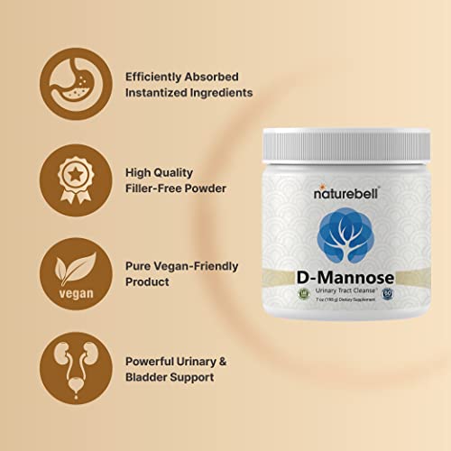 Naturebell Pure D Mannose Powder, Instantized For Better Absorption, 7 Ounce (198 Gram), Support Urinary Function & Bladder Health, Fast-Acting & Long-Lasting Cleanse, Non-Gmo, Vegan Friendly #TOP2