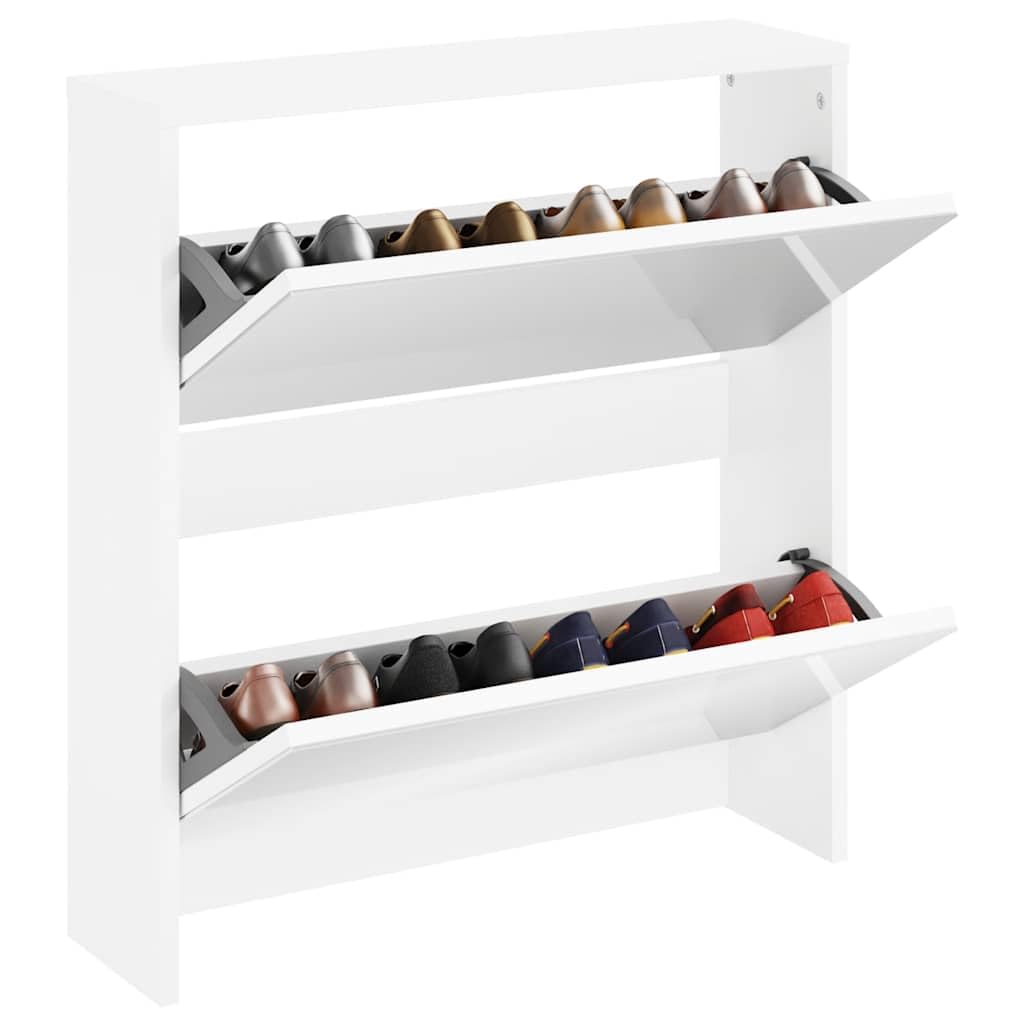 Zapatero con espejo blanco 63 x 17 x 67 cm, 2 compartimentos plegables para 6 a 8 pares de zapatos, montaje en pared para pasillo, pasillo, entrada, dormitorio, ahorro de espacio