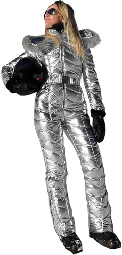 Aurgelmir Women Winter Ski Suit Fur Collar Coat Ski Jumpsuit Snowsuit