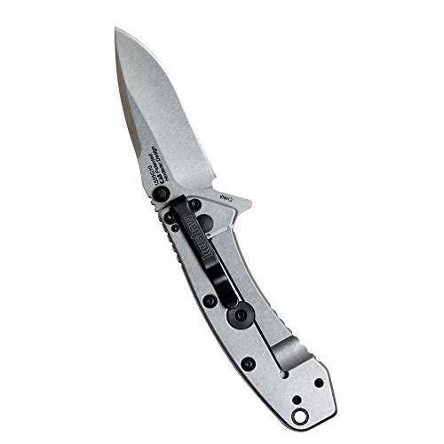 Kershaw Cryo G-10 Pocket Knife (1555G10) 2.75” Stonewashed Stainless Steel Blade; G-10/Stainless Steel Handle, Speedsafe Assisted Open, 4-Position Deep-Carry Pocketclip, Frame Lock, Lock Bar, Black #TOP2