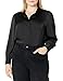 The Drop Women's @Lucyswhims Long-Sleeve Button Down Stretch Satin Shirt, Black, Large