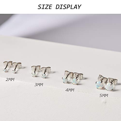 Earrings for Women Stainless Steel Small Synthetic Opal Womens Stud Earrings Set Pack of 3 (SE-29)4