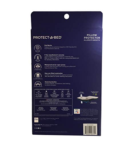 Protect-A-Bed, AllerZip Pillow Protector, Zippered, Waterproof, 2-pack, King Size