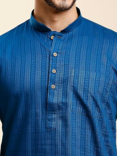 Image of Rajubhai Hargovindas Green Khadi Half Sleeve Kurta