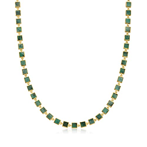 Ross-Simons 30.00 ct. t.w. Emerald Square-Link Necklace in 18kt Gold Over Sterling. 18 inches