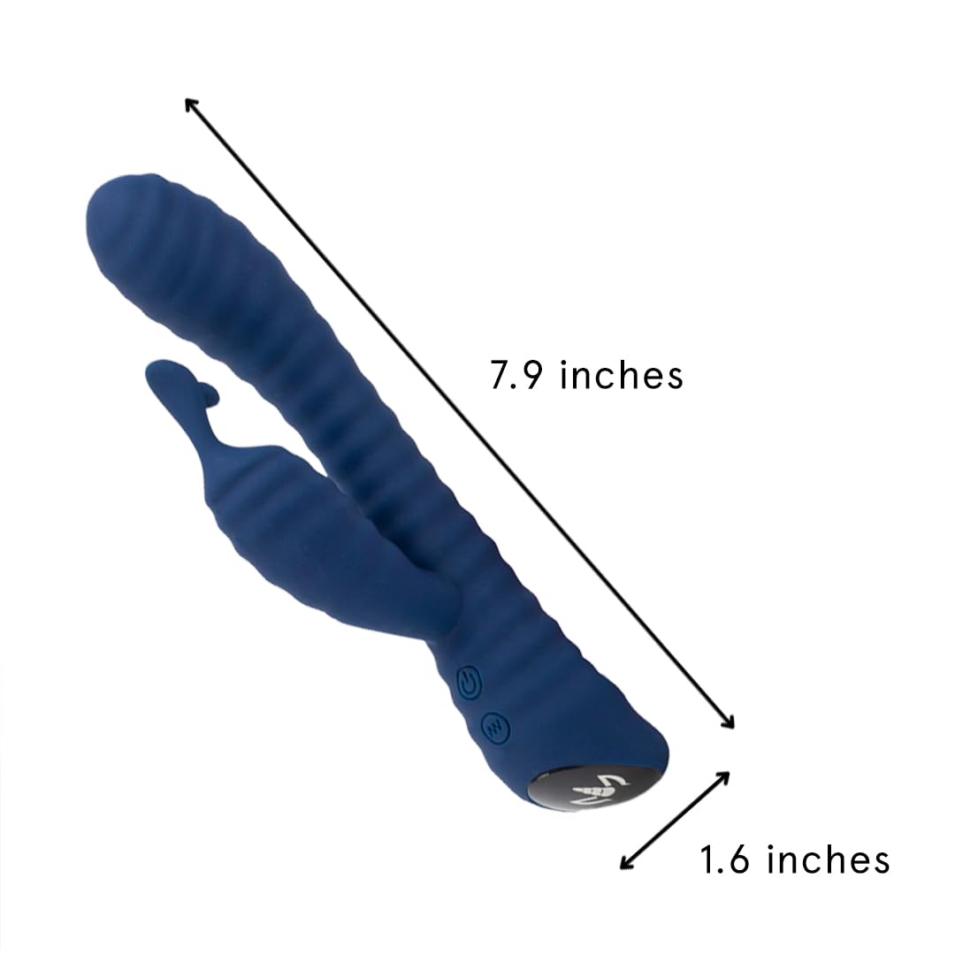 Kanddid - Vibratore per coniglio a coste | piacere interno ed esterno con 9 motivi di vibrazione | impermeabile e senza fili | blu