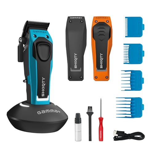 ✅ DIMENSIONI COMPATTE. Gamma+ Shorty è il tagliacapelli professionale per capelli e barba nato dall’esperienza di Gamma Più pensato per i professionisti del settore e per l’uso domestico. Clipper dalle dimensioni ridotte rispetto alle altre clipper tradizionali, ideale per tagliare e regolare capelli, basette, pizzetto e barba in modo efficace e preciso anche a casa. Dotato di motore brushless EON di 7.500 rpm ad alte prestazioni con basse vibrazioni ed efficienza di taglio.
