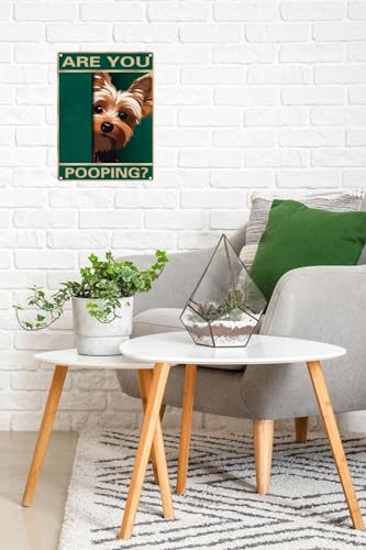 TopPacific Panneau en métal vintage Yorkshire Terrier « Are You Pooping » pour salle de bain, décoration murale de salle de bain, 30,5 x 20,3 cm (1810) – vue 2