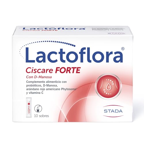 Lactoflora, Ciscare Forte, Complemento Alimenticio para Cistitis, Probióticos, D-Manosa y Arándano Rojo, Bienestar Urinario, Sin Lactosa ni Gluten, 10 Sobres