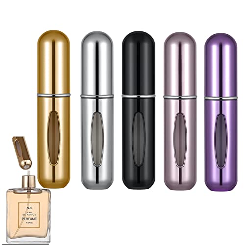 Lista de Caracteristicas de Un Perfume de esta semana. 43 Atomizador Perfume Viaje 5 ml, 5pcs Mini Atomizador de Perfume Recargable Portátil, Multicolor Contenedor de Perfumes para Viaje