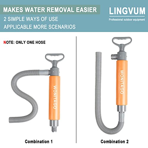 LINGVUM Manual Bilge Pump for Kayak, Canoe and Boat, 17" Portable Siphon Hand Water Pump for Kayaks with Reversible Hose, Orange by LINGVUM - Image 4