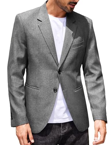 COOFANDY Herren Anzugjacke Sakko Sportlich Freizeit Blazer Sportsakko Regular Fit Modern Einfarbig Grau M
