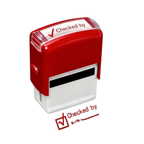 Self-Inking Office Rubber Stamp, Business Stamps Completed, Copy, Checked, Paid, Scanned Messages for Accounting, Documents (Checked by)