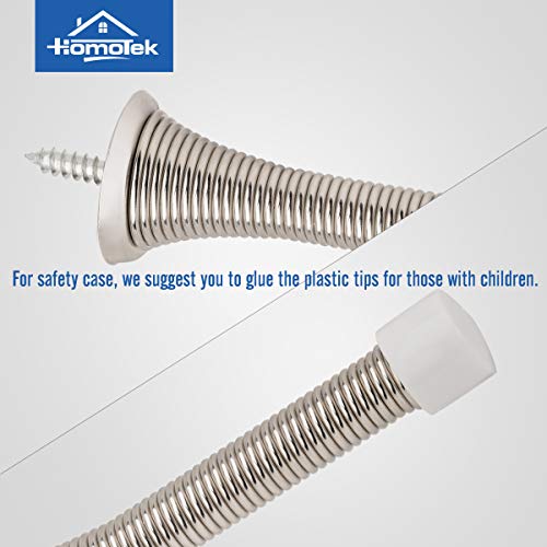 Image of HOMOTEK 30 Pack Spring Door Stopper with Rubber Bumper Satin Nickel 3-1 /8 inch Flexible Spring Heavy Duty Wall Door Stop Low Mounted Door Bumper for Home (Satin Nickel)