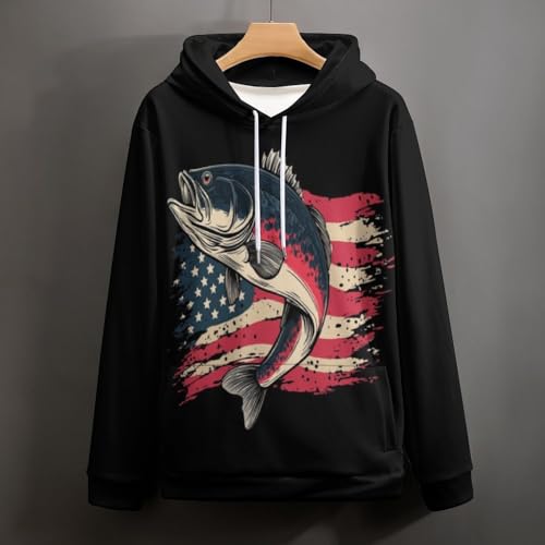 Pullover casual 3D print de haute précision et graphisme drapeau américain vintage