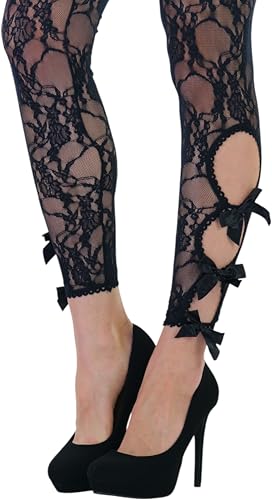 Image of ToBeInStyle Women's Single Floral Lace Fishnet Tights Footless & Stirrup Design