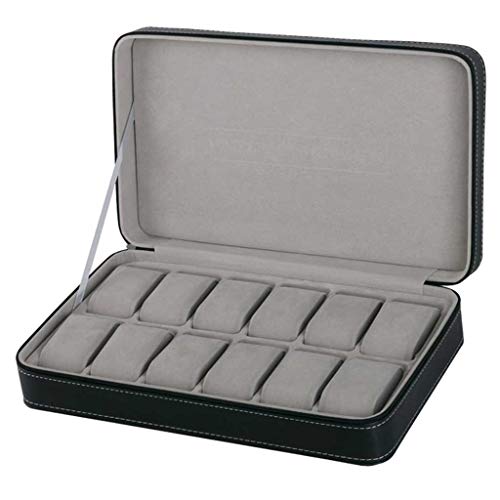 Boîtes de rangement montres et présentoir multi-grilles portable en cuir synthétique