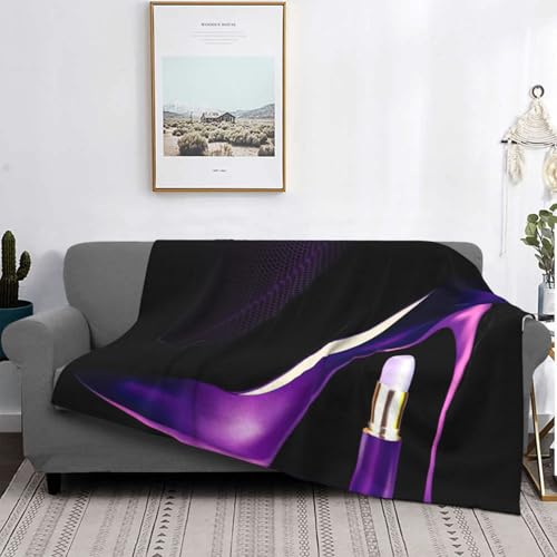 Couverture de lit légère en microfibre violette imprimé rouge à lèvres - 5