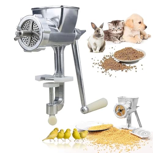 Manueller Futterpellet-Maker für Tierfutter, Edelstahl-Verarbeitungswerkzeug mit mehreren Pelletplattenoptionen, ideal für Vogel-, Fisch-, Kaninchen-, Huhn-, Katzen- und Hundediäten